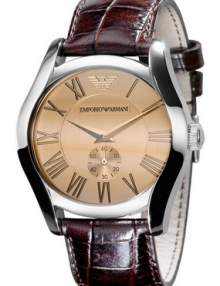 Emporio Armani Men's AR0645 Classic Brown Leather Roman Numeral Dial Watch