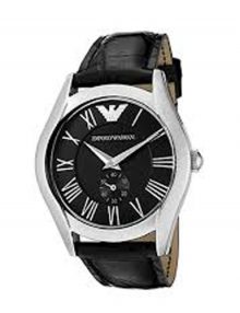 Armani Analog Black Men's Ar0643 Leather Watch-0