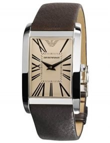 Armani Superslim Silver Women's Ar2033 Leather Watch-0