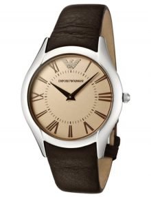 Armani Slim Brown Women's Ar2042 Leather Watch-0