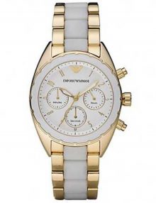 Emporio Armani AR5944 Sportivo Ladies Gold Plated Stainless Steel Cronograph Watch