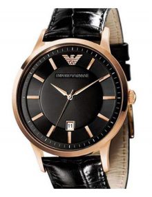 Armani Couple Black Women's Ar9022 Leather Watch-0