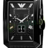 Emporio Armani Men's AR0475 Black Stainless-Steel Quartz Watch with Black Dial