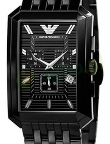 Emporio Armani Men's AR0475 Black Stainless-Steel Quartz Watch with Black Dial