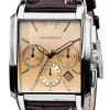 Emporio Armani Men's AR0479 Classic Chronograph Leather Silver Dial Watch