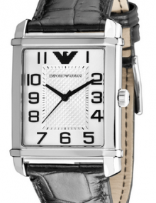 Emporio Armani Leather Collection Silver-tone Dial Ladies Watch AR0487