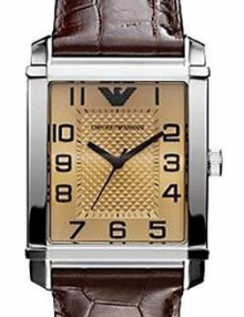 Emporio Armani Brown Leather Strap Mens Watch AR0489