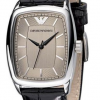 Emporio Armani Men's AR0410 Stainless Steel and Black Leather Watch