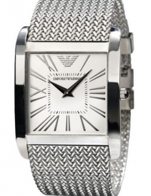 Emporio Armani Silver Dial Stainless Steel Mesh Bracelet Mens Watch AR2014