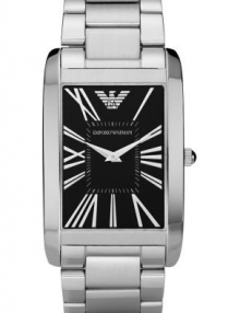 Emporio Armani Men's AR2053 Silver Stainless-Steel Quartz Watch with Black Dial