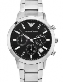 Emporio Armani Men's AR2435 Chronograph Black Dial Stainless Steel Watch
