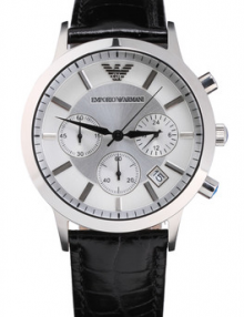 Armani Analog Silver Men's Ar2436 Leather Watch-0