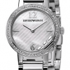 Armani Emporio Black Leather Quartz White Dial Women's Watch AR0746