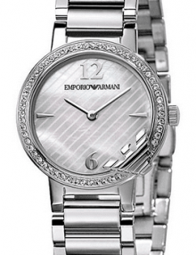 Armani Emporio Black Leather Quartz White Dial Women's Watch AR0746