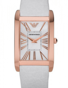 Emporio Armani AR2047 Ladies Super Slim White Rose Gold Watch