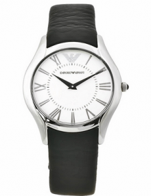 Emporio Armani Women's AR2021 Classic Black Leather Band Watch