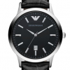 Emporio Armani Quartz, Black Leather Band Black Dial Women's Watch AR2412