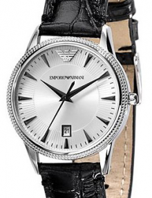 Emporio Armani Classic Leather Strap Silver Dial Women's Watch AR2443