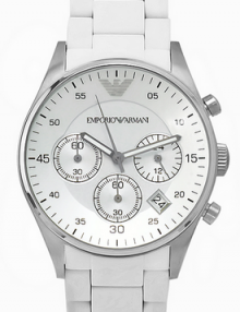 Emporio Armani Unisex AR5867 White Dial Stainless Steel Chronograph Watch