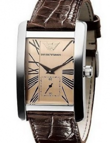 Emporio Armani Men's AR0154 Classic Brown Leather Beige Roman Numeral Dial Watch