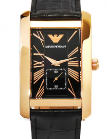 Emporio Armani Men's AR0168 Stainless Steel Analog with Gold Tone Bezel Watch