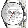 Emporio Armani Men's AR5859 Sport White Silicone Silver Chronograph Dial Watch