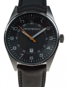 Emporio Armani Unix Sex Black Leather Band Dress Watch Sports AR5861