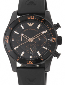 Emporio Armani Men's AR5946 Black Rubber Quartz Watch with Black Dial