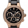 DKNY NY4984 Ladies Rose Gold Chronograph Crystal Bezel Black Ceramic Watch