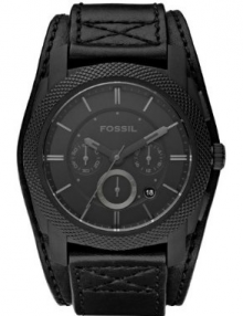 Fossil FS4617 Machine Cuff Leather Watch Desert Sand with Black Stainless Steel Case