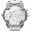 Diesel Mens SBA Analog Stainless Watch - White Leather Strap - White Dial - DZ7265