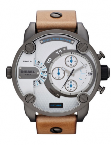 Diesel SBA Dual Time Chronograph Gunmetal IP Stainless Steel Mens Watch DZ7269