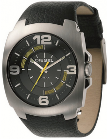 Diesel Black Leather Band Men's Wrist Watch DZ1109 Brand New 2 Year Warrant