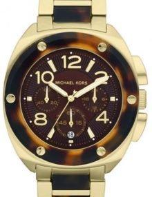 Michael Kors Ladies Gold Tortoise Chronograph Watch MK5593