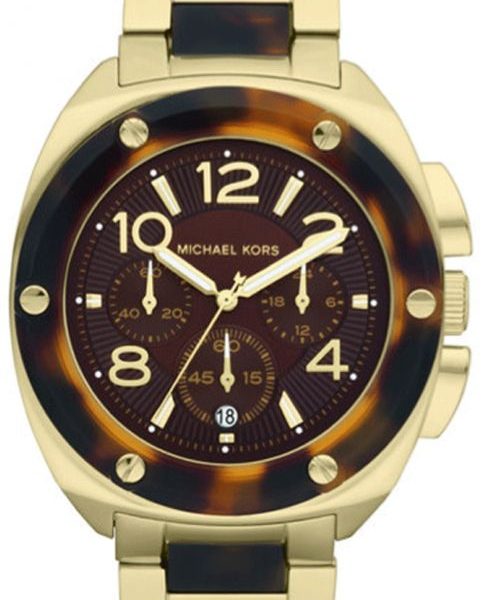 Michael Kors Ladies Gold Tortoise Chronograph Watch MK5593