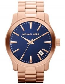 Michael Kors Runway Blue Women's Mk7065 Rose Gold Watch-0