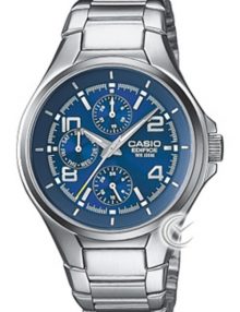 Casio Men's Edifice EF-316D-2AV Silver Stainless-Steel Quartz Watch with Blue Dial