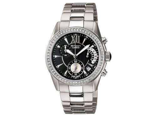 SHN-5505D-1ADR SHN-5505D-1A Casio Sheen Ladies Chronograph Dress Watch