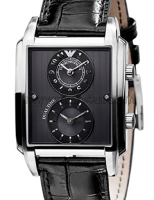 Emporio Armani Black Leather Strap Watch AR0476