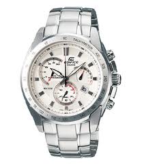 Casio Men's Edifice EF-521D-7A Silver Stainless-Steel Quartz Watch with White Dial
