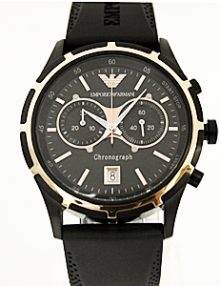 Emporio Armani Gents Chronograph Black Rubber Strap Watch AR0584