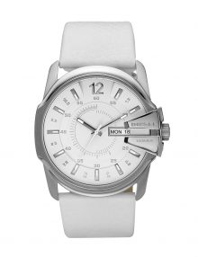 Diesel DZ1405 Men's Watch Leather Bracelet White Tone Dial Date Display