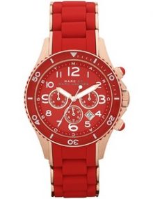 MARC JACOBS WOMENS GOLD TONE STEEL&RED RUBBER CHRONO WATCH MBM2577