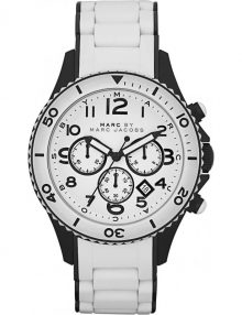 MARC JACOBS MEN'S WHITE SILICONE / WHITE DIAL CHRONO CALENDAR WATCH MBM2573