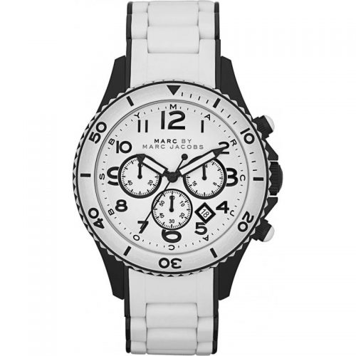 MARC JACOBS MEN'S WHITE SILICONE / WHITE DIAL CHRONO CALENDAR WATCH MBM2573