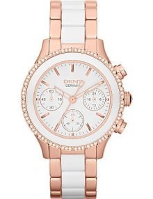 DKNY Chronograph White Ceramic Women's Stainless steel watch #NY8825