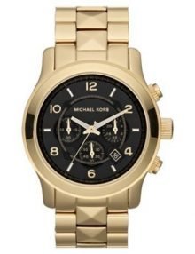 Michael Kors Runway Gold Tone Stainless Steel Band Black Dial Men's Watch MK5795