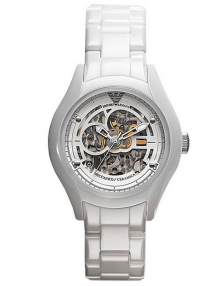 Emporio Armani AR1415 Men's Ceramic White Skeleton Dial Watch