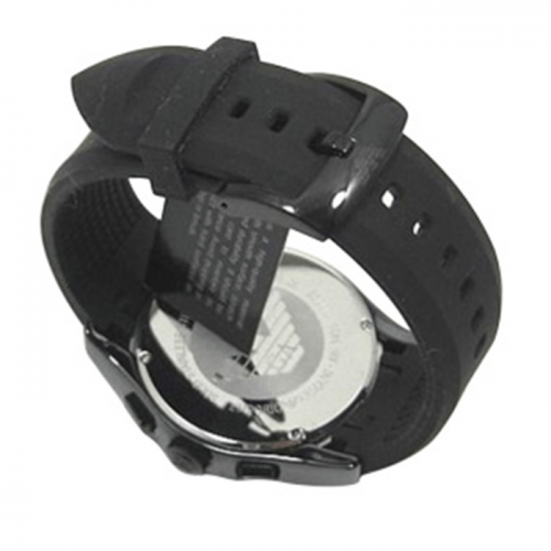 Emporio Armani AR1430 Mens Black Ceramic Case Watch Black Silicone