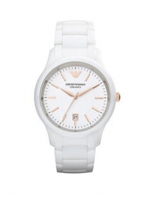 Emporio Armani AR1467 UNISEX White ceramic rose gold Watch